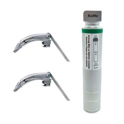 Фото товара Ларингоскоп с набором клинков (№ 3,4) для проведения затрудненной интубации, на батарейках, LED лампа, сменный световод