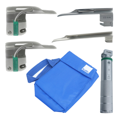 Фото товара Ларингоскоп с набором клинков Miller фиброоптический (№ 1, 2, 3, 4) на батарейках, лампочка ксенон, прямой клинок