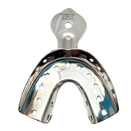 Ложка оттискная стоматологическая, металлическая, для нижней челюсти  №1, Surgicon Фото товара Ложка оттискная стоматологическая, металлическая, для нижней челюсти  №1, Surgicon