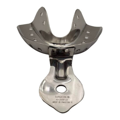 Ложка оттискная стоматологическая, металлическая, для нижней челюсти №3, Surgicon Фото товара Ложка оттискная стоматологическая, металлическая, для нижней челюсти №3, Surgicon