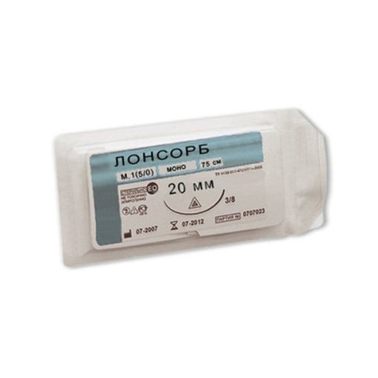 Фото товара Лонсорб мононить фиолетовый М 0,5 (7/0) атравматический шовный материал