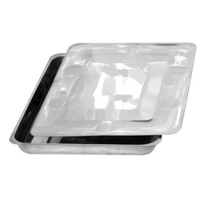 Фото товара Лоток прямоугольный с крышкой ЛМПрК (Сталь: AISI 304) - "МЕДИКОН", 400х300х45