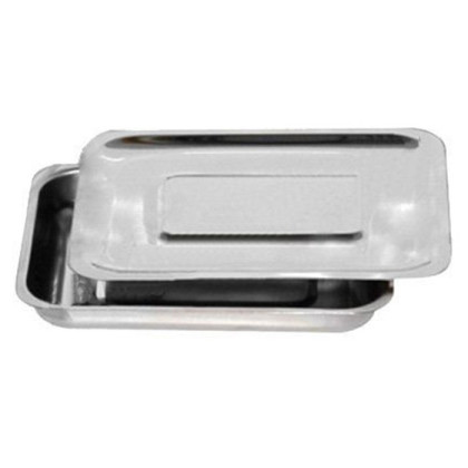 Фото товара Лоток прямоугольный с крышкой ЛМПрК (Сталь: AISI 430) - "МЕДИКОН", 200х150х25