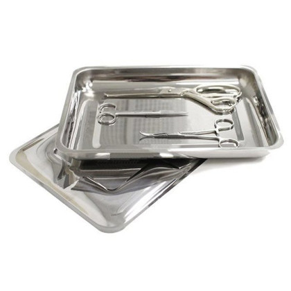 Фото товара Лоток прямоугольный с крышкой ЛМПрК (Сталь: AISI 430) - "МЕДИКОН", 300х220х30