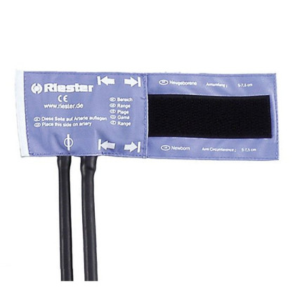 Манжета неонатальная на липучке, для обхвата 5х7,5 см, размер 15,5х5 см, 2 шланга, голубая, Riester Фото товара Манжета неонатальная на липучке, для обхвата 5х7,5 см, размер 15,5х5 см, 2 шланга, голубая, Riester