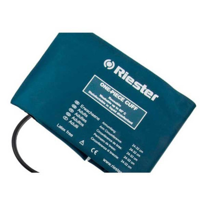 Фото товара Манжета стандарт дезинфицируемая на липучке синяя (для обхвата руки 24-32 см (разм 54.5 x 14.5см), 2 шланга) Riester