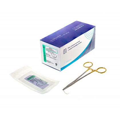 Фото товара Материалы хирургические нерассасывающиеся шовные стерильные,ЛАВСАН (полиэфир) MР 4 (USP 1), 90см, плетеный неокрашенный нерассасывающийся, 20 шт/уп