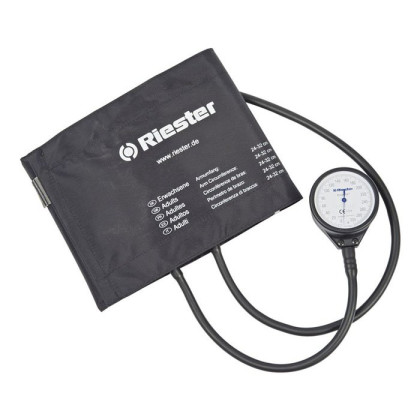 Механический тонометр Exacta, лакированный металлический корпус, манжета крючковая, Riester Фото товара Механический тонометр Exacta, лакированный металлический корпус, манжета крючковая, Riester