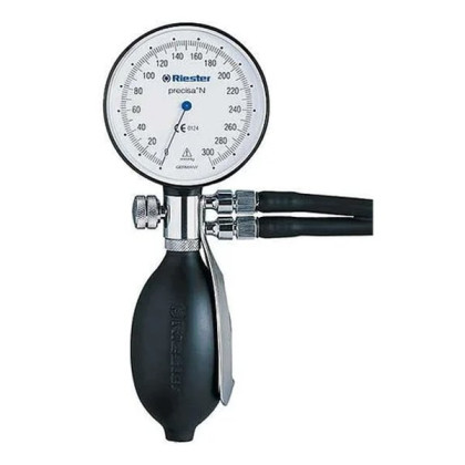 Фото товара Механический тонометр Precisa N, манометр алюминевый, выход 2 шланга Riester (манометр алюминевый, без манжеты, выход 2 шланга)