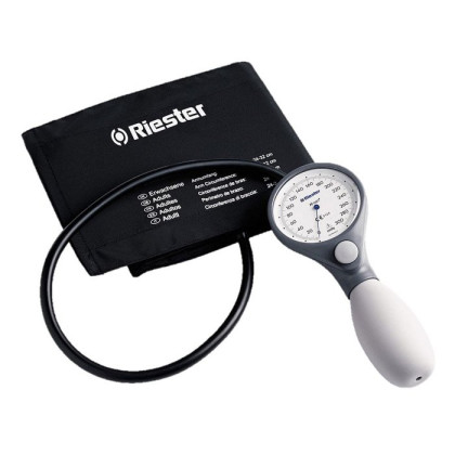 Механический тонометр Ri-San серый, манжета крючковая, Riester Фото товара Механический тонометр Ri-San серый, манжета крючковая, Riester