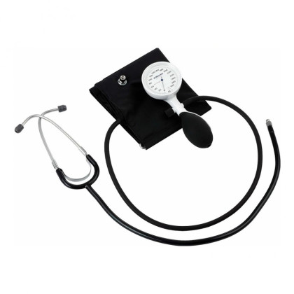 Фото товара Механический тонометр e-mega (1 шланг, со встроенным стетоскопом, манжета на липучке стандартная (обхват 24-32 см.), латексная), Riester