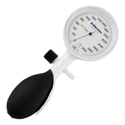 Фото товара Механический тонометр e-mega (1 шланговый, со стетоскопом, манжета на липучке увеличенная, обхват 34-44 см.), Riester