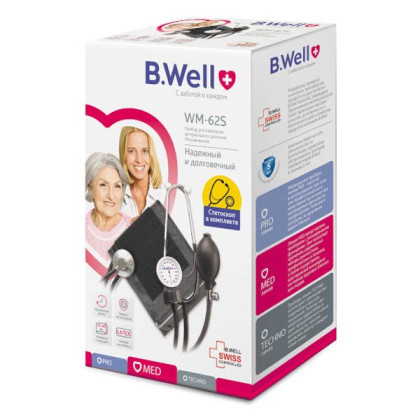 Механический тонометр «Стандарт» WM-62S B.Well Фото товара Механический тонометр «Стандарт» WM-62S B.Well