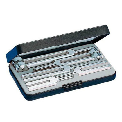 Набор отоларингологический из 5 алюминиевых камертонов, в футляре, Riester Фото товара Набор отоларингологический из 5 алюминиевых камертонов, в футляре, Riester