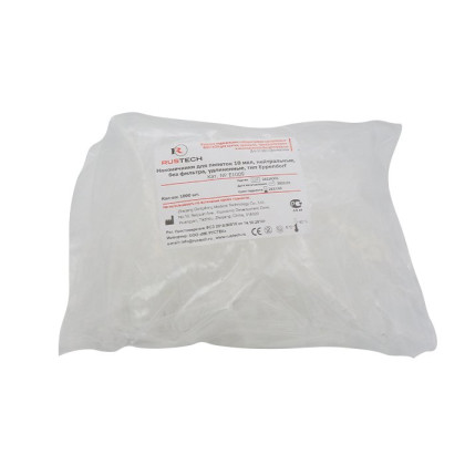 Наконечники для пипеток 10 мкл, нейтральные, без фильтра, удлиненные, тип Eppendorf, 1000 шт/уп Фото товара Наконечники для пипеток 10 мкл, нейтральные, без фильтра, удлиненные, тип Eppendorf, 1000 шт/уп