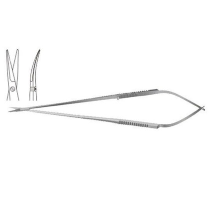 Ножницы микрохирургические 200 мм, круглая ручка, тупоконечные, лезвия длиной 18 мм, изогнутые по радиусу ПТО Медтехника Фото товара Ножницы микрохирургические 200 мм, круглая ручка, тупоконечные, лезвия длиной 18 мм, изогнутые по радиусу ПТО Медтехника