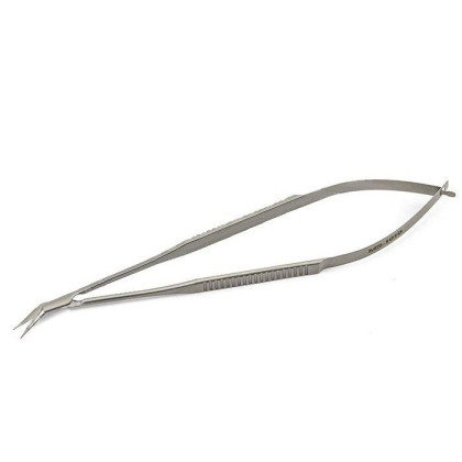 Ножницы микрохирургические, 160 мм, плоская ручка, остроконечные, лезвия длиной 12 мм, изогнутые по ребру ПТО Медтехника Фото товара Ножницы микрохирургические, 160 мм, плоская ручка, остроконечные, лезвия длиной 12 мм, изогнутые по ребру ПТО Медтехника