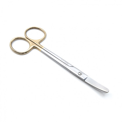 Фото товара Ножницы хирургические тупоконечные вертикально-изогнутые, с твердосплавными вставками, 150 мм (Н-140р), МИЗТ