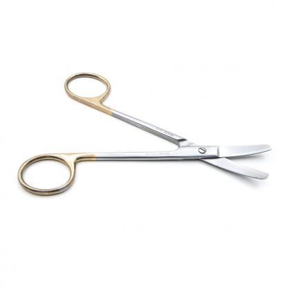 Фото товара Ножницы хирургические тупоконечные вертикально-изогнутые, с твердосплавными вставками, 150 мм (Н-140р), МИЗТ