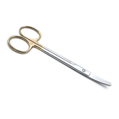 Фото товара Ножницы хирургические тупоконечные вертикально-изогнутые, с твердосплавными вставками, 150 мм (Н-140р), МИЗТ