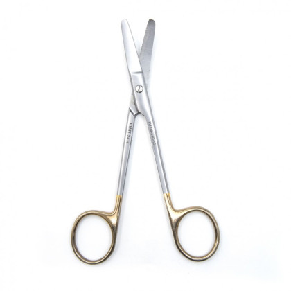 Фото товара Ножницы хирургические тупоконечные вертикально-изогнутые, с твердосплавными вставками, 150 мм (Н-140р), МИЗТ