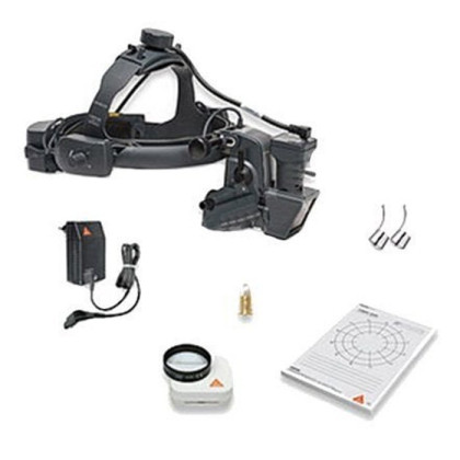 Фото товара Омега 500 (с DV1) офтальмоскоп бинокулярный непрямой, со светодиодным освещением с принадлежностями, UNPLUGGED аккумулятор, Heine