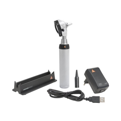 Фото товара Отоскоп медицинский BETA 200 LED с рукояткой перезаряжаемой BETA 4 USB, c принадлежностями, Heine