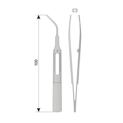 Пинцет глазной для удаления проволоки изогнутый Фото товара Пинцет глазной для удаления проволоки изогнутый