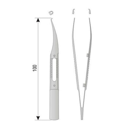 Пинцет для радужной оболочки изогнутый из титана Фото товара Пинцет для радужной оболочки изогнутый из титана