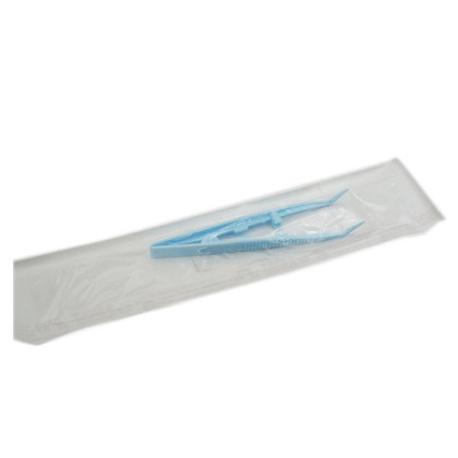 Пинцет изогнутый полимерный одноразовый стерильный 125 мм Фото товара Пинцет изогнутый полимерный одноразовый стерильный 125 мм