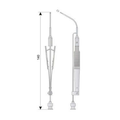 Пинцет с канюлей для удаления инородных тел из глаза изогнутый № 2 Фото товара Пинцет с канюлей для удаления инородных тел из глаза изогнутый № 2