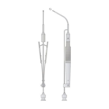 Пинцет с канюлей для удаления инородных тел из глаза изогнутый № 2 Фото товара Пинцет с канюлей для удаления инородных тел из глаза изогнутый № 2