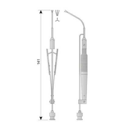 Пинцет с канюлей для удаления инородных тел из глаза изогнутый № 5 Фото товара Пинцет с канюлей для удаления инородных тел из глаза изогнутый № 5