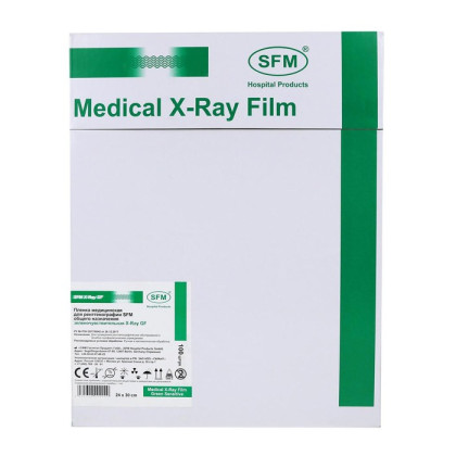 Фото товара Пленка медицинская для рентгенографии SFM общего назначения зеленочувствительная X-Ray GF, 24 х 30 см (100 листов)
