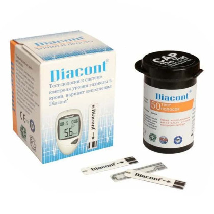 Полоски Диаконт универсальные для глюкометров Диаконт Фото товара Полоски Диаконт универсальные для глюкометров Диаконт