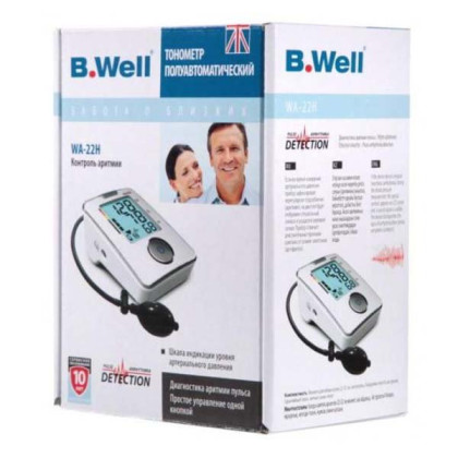 Фото товара Полуавтоматический тонометр с функцией диагностики аритмии WA-22h (M) B.Well