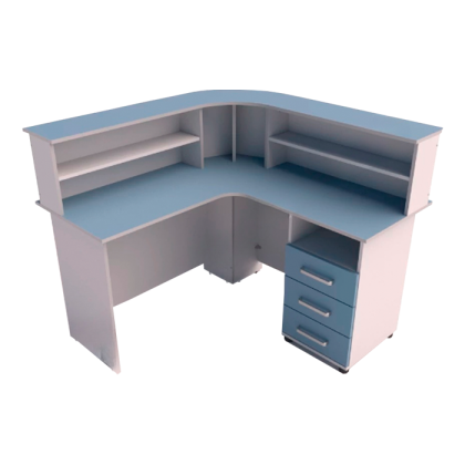 Пост медсестры 1-тумбовый тумба 3-ящиками с нишей СТПМ 1 1300х1300х1100мм Фото товара Пост медсестры 1-тумбовый тумба 3-ящиками с нишей СТПМ 1 1300х1300х1100мм