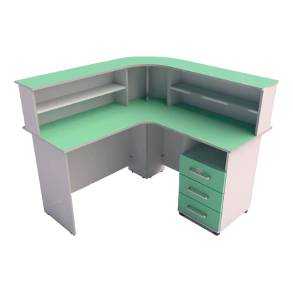 Пост медсестры 1-тумбовый тумба 3-ящиками с нишей СТПМ 1 1300х1300х1100мм Фото товара Пост медсестры 1-тумбовый тумба 3-ящиками с нишей СТПМ 1 1300х1300х1100мм