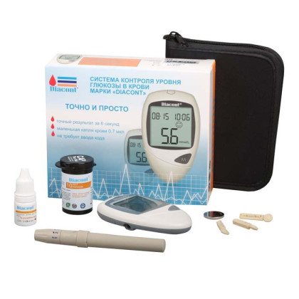 Фото товара Прибор для контроля уровня глюкозы крови (Глюкометр) "DIACONT"