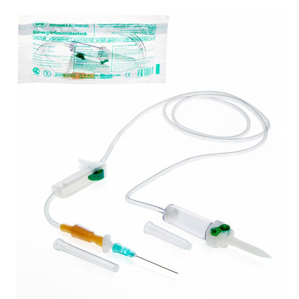 Фото товара Система ИНФУЗИОННАЯ для переливания растворов (пластиковый шип), игла 0,80 х 40 - 21G, SFM, 25 шт