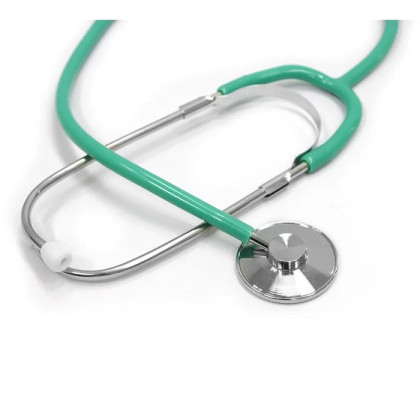 Фото товара Стетофонендоскоп СФ-01-«Адъютор» с односторонней фонендоскопической головкой с зелеными трубками