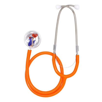 Стетофонендоскоп СФ-02-«Адъютор» с двусторонней фонендоскопической и стетоскопической головкой с оранжевыми трубками Фото товара Стетофонендоскоп СФ-02-«Адъютор» с двусторонней фонендоскопической и стетоскопической головкой с оранжевыми трубками