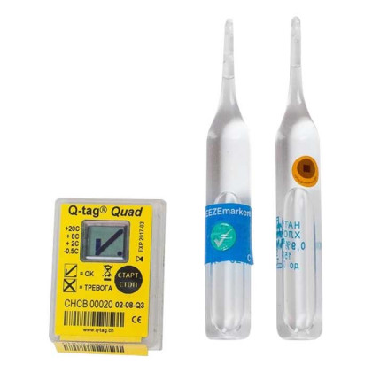 Термоиндикатор Кью-тэг Квад Q-tag QUAD одноразовый четырехпороговый Фото товара Термоиндикатор Кью-тэг Квад Q-tag QUAD одноразовый четырехпороговый
