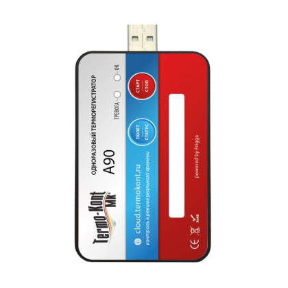 Фото товара Терморегистратор одноразовый 4-х пороговый А90 Termo-Kont MK с онлайн-мониторингом (20 дней, -30…+70ºC)