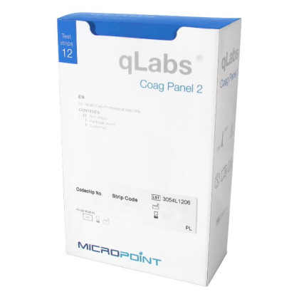 Тест полоски qLabs Coag Panel 2 Test Strip 12 шт/упаковка Фото товара Тест полоски qLabs Coag Panel 2 Test Strip 12 шт/упаковка