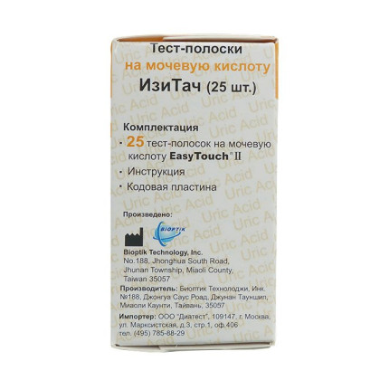Фото товара Тест-полоски на мочевую кислоту ИзиТач (EasyTouch® Uric Acid) (25 шт)