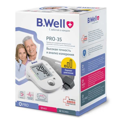 Фото товара Тонометр автомат. PRO-35 + адаптер, конусная манжета ML (22-42см) (Intellect classic, память 30, шкала давления, индикатор аритмии)