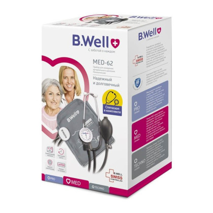 Фото товара Тонометр механ. MED-62, стетоскоп в комплекте, манжета с кольцом M-L (22-42 см)