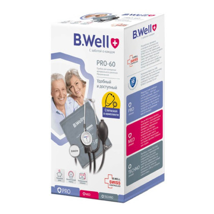 Фото товара Тонометр механ. PRO-60, стетоскоп в комплекте, манжета с кольцом M-L (22-42 см)