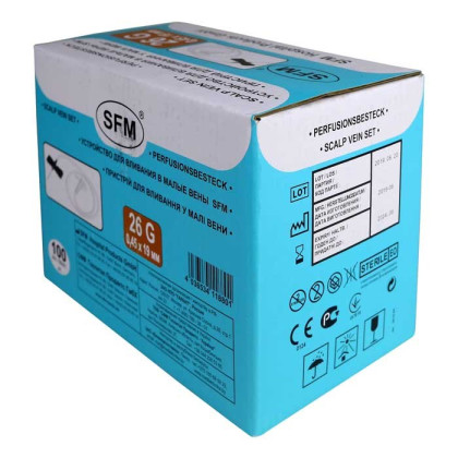 Фото товара Устройство для вливания в малые вены - игла-бабочка 26G (0,45х19мм) SFM, 100 шт/уп